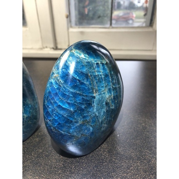 Blue APATITE Polished Crystal Freeform Set Standup - Madagascar Bluestones - Picture 10 of 16